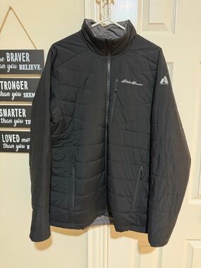 Eddie Bauer Ignitelite Reversible black and gray First Ascent insulated Jacket